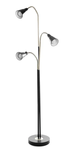 Elegantní stojací lampa na bílém pozadí — Stock fotografie