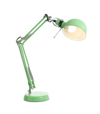 Beyaz arka plan üzerinde zarif masa lambası