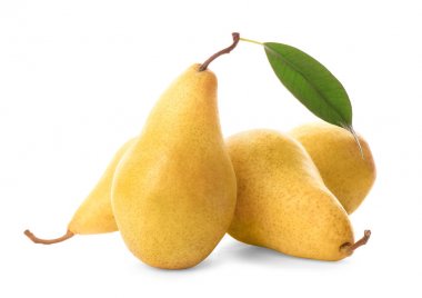 Beyaz arka plan üzerinde nefis taze olgun armut