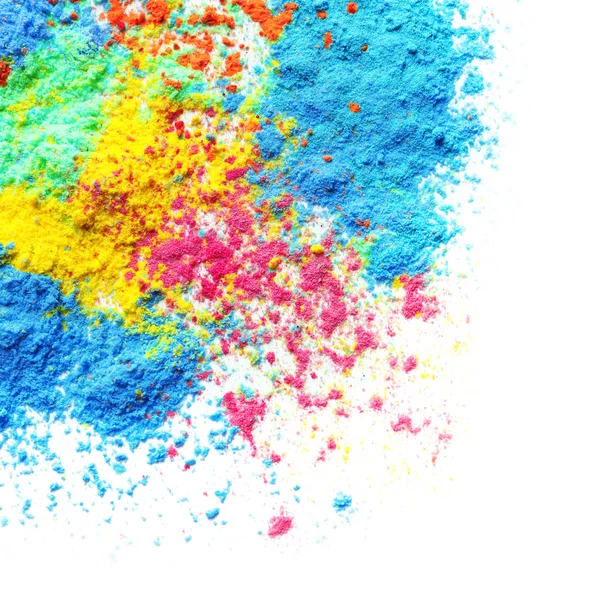 Holi Festivali beyaz arka plan üzerinde renkli tozlar
