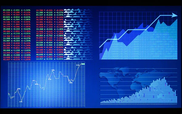 Monitor met voorraadgegevens, close-up. Financiële handel concept — Stockfoto