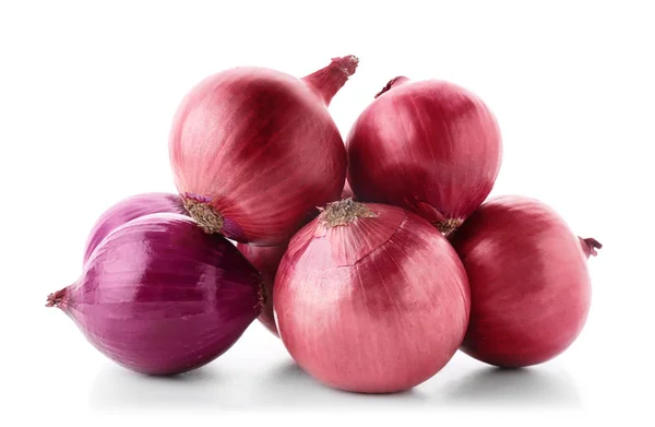 Red onions on white background — Stock Photo, Image