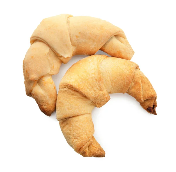 Ízletes crescent rolls, fehér háttér — Stock Fotó