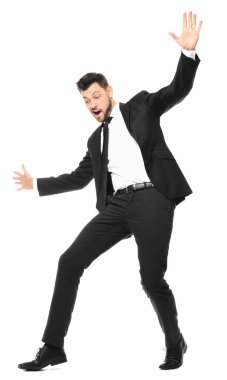 Young businessman on white