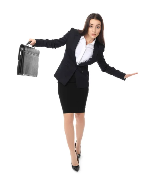 Young businesswoman on white — Stock Photo, Image