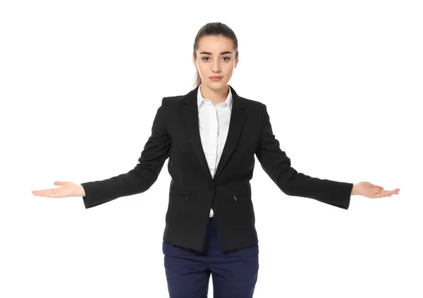 Joven mujer de negocios en blanco — Foto de Stock