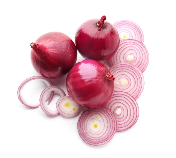 Red onions on white — Stock Photo, Image