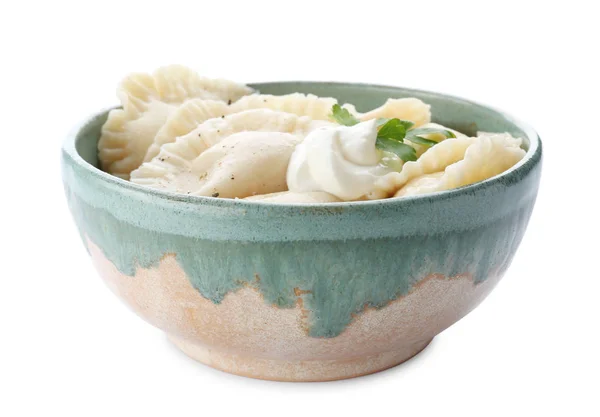 Velsmagende dumplings med creme fraiche - Stock-foto