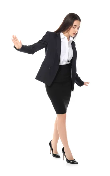 Joven mujer de negocios en blanco — Foto de Stock