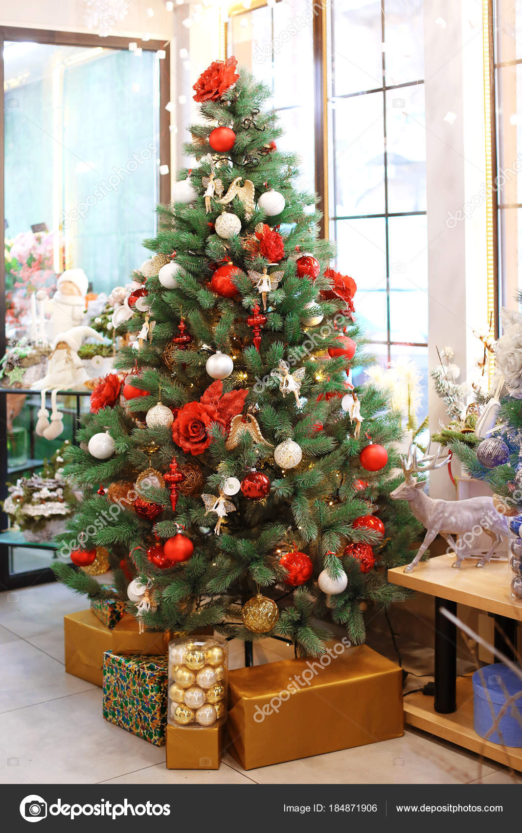Beautiful Christmas Tree Decorated By Professional Florist In