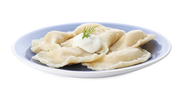 Plate with tasty dumplings — Stock Photo, Image