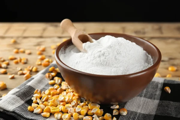 Bowl Corn Starch Kernels Table — Stock Photo, Image