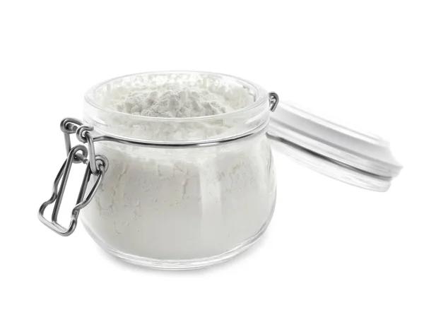 Jar Corn Starch White Background — Stock Photo, Image