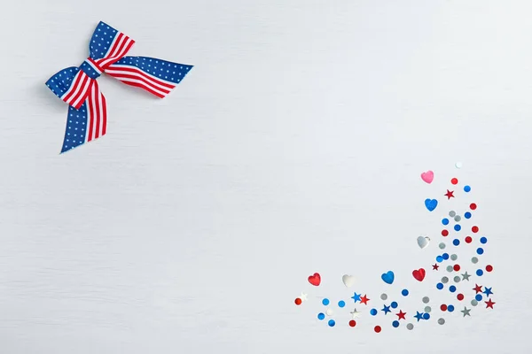 Fiocco Bandiera Americana Sfondo Chiaro Luglio Celebrazione — Foto Stock