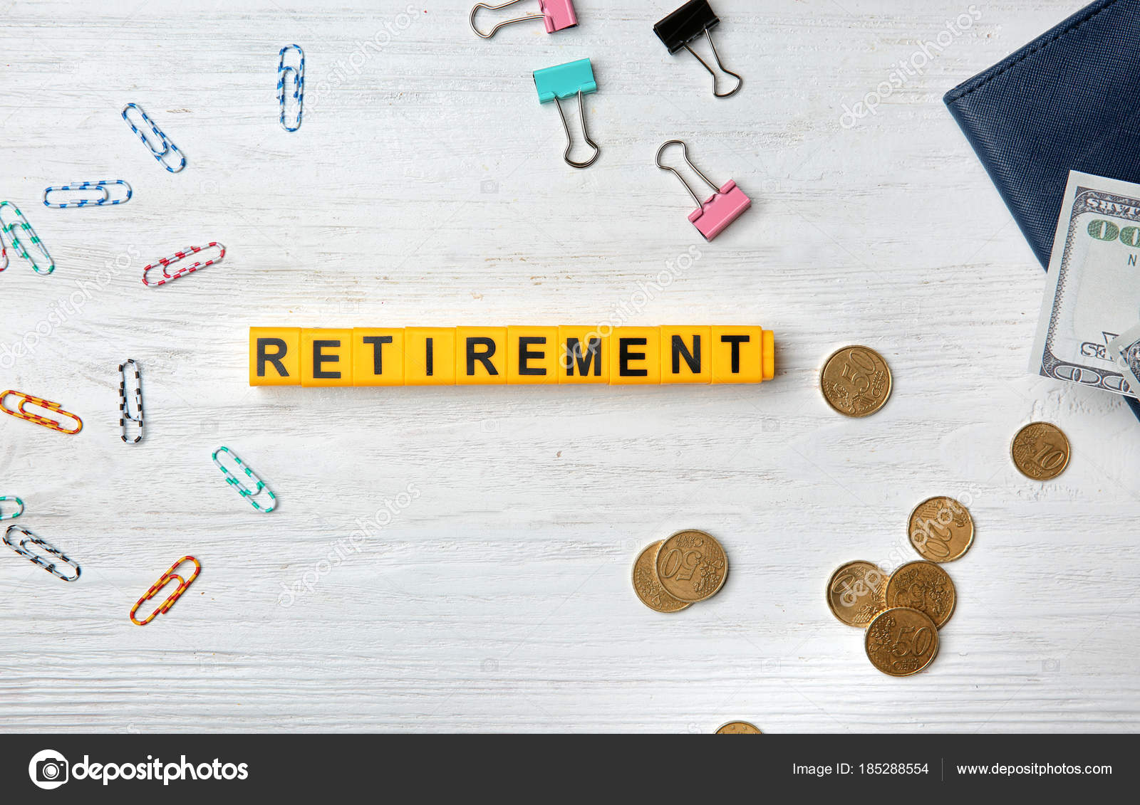 word retirement clips money light background pension planning