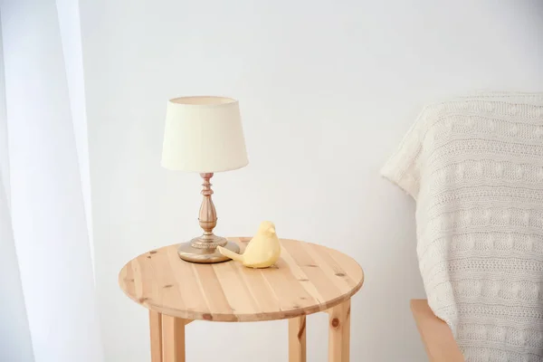 Side Table Stylish Lamp Living Room Scandinavian Style — Stock Photo, Image