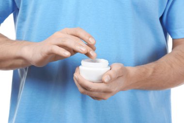 Vücut kremi, closeup kavanoz adamla