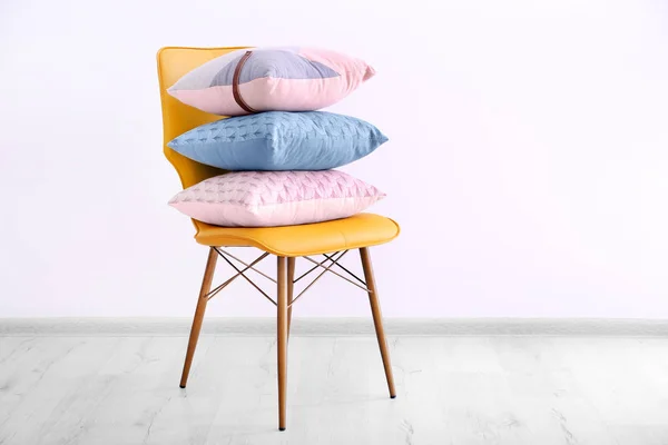 Stack Pillows Chair White Wall — Stock Photo, Image