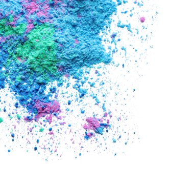 Holi Festivali beyaz arka plan üzerinde renkli tozlar