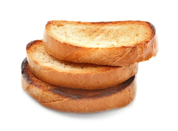 Lekker geroosterd brood op witte achtergrond — Stockfoto