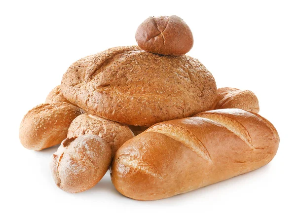 Bread products on white background — Stock Photo, Image