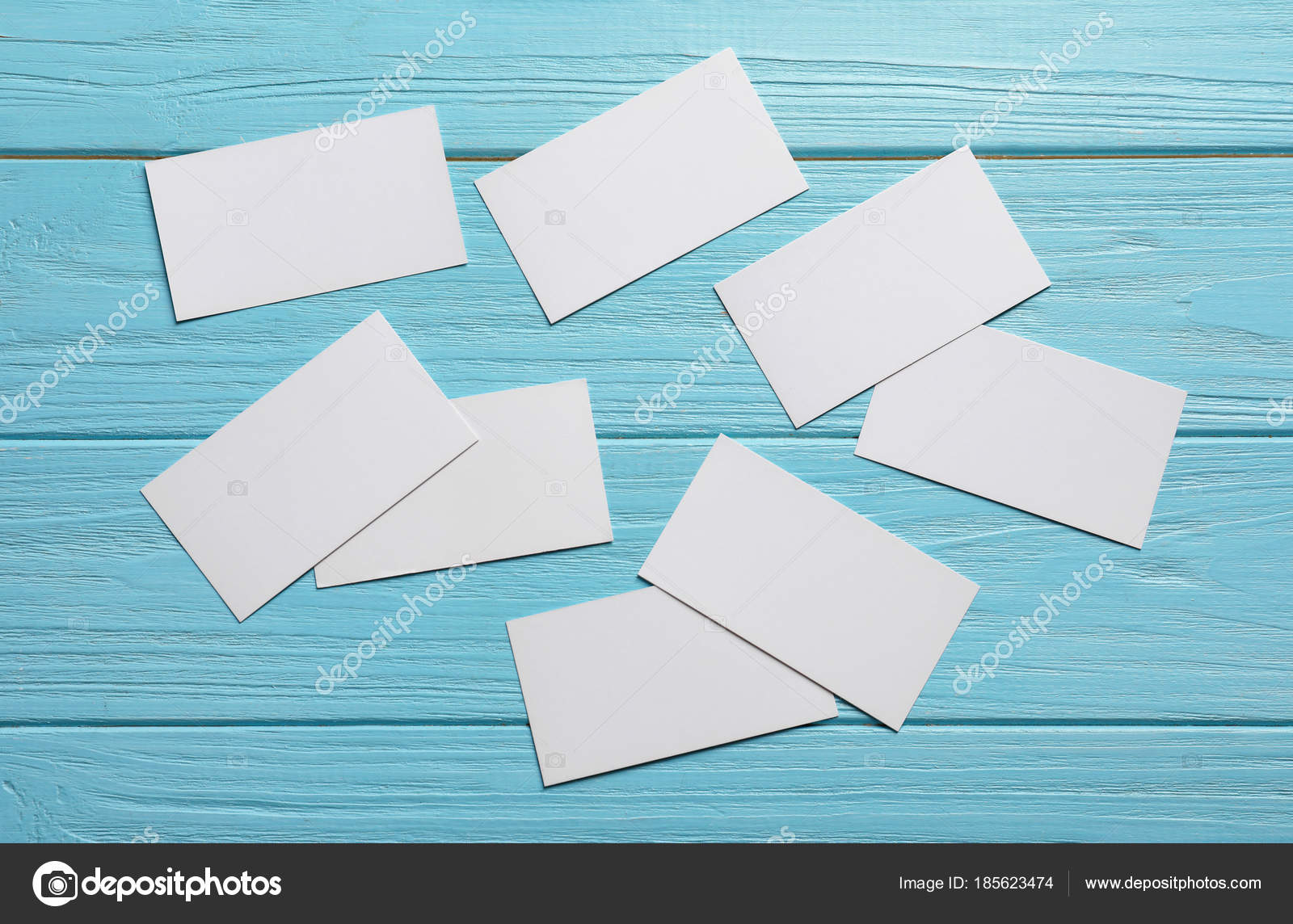 Blank Business Cards On Color Wooden Background Stock Photo