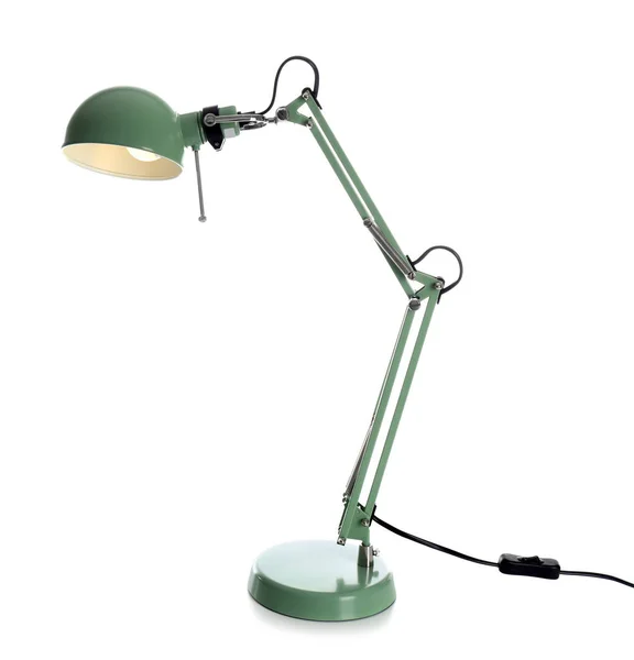 Stylish desk lamp on white background — Stock Photo, Image