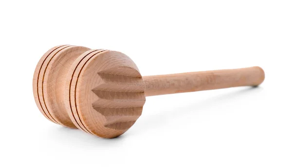 Holzhammer auf weißem Hintergrund. Handgefertigte Kochutensilien — Stockfoto