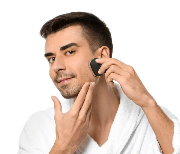 Young man shaving — Stock Photo, Image