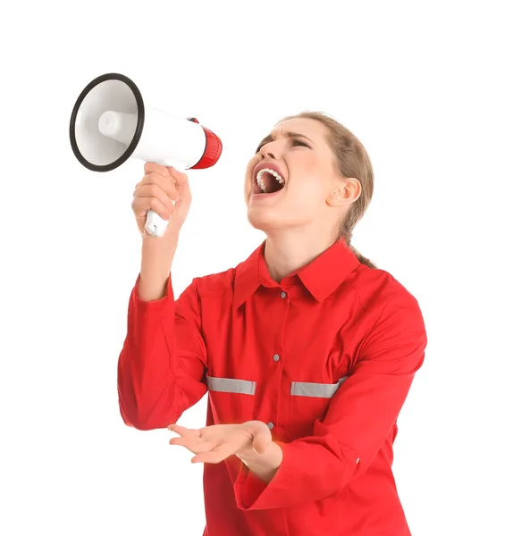 Doctor shouting into megaphone — Stock Photo, Image