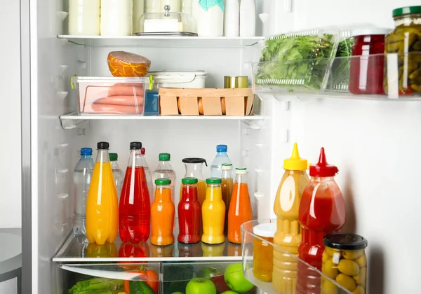 Many Different Fresh Products Modern Refrigerator — Stock Photo, Image