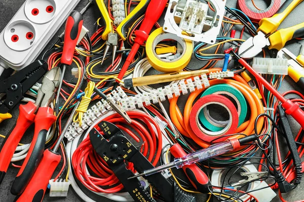 Different Electrical Tools Table — Stock Photo, Image