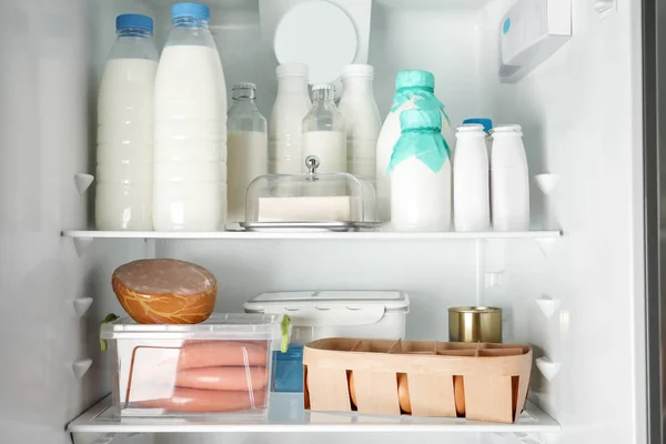 Many Different Fresh Products Modern Refrigerator — Stock Photo, Image