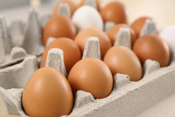 Package with chicken eggs, closeup — Stock Photo, Image