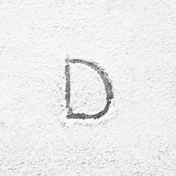 Letter D written on flour — Stock Photo, Image