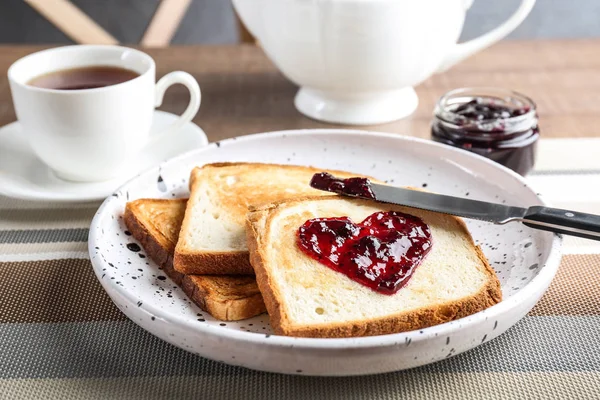 Výborný Toast Sladké Jam Desce — Stock fotografie