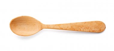 Tahta kaşık beyaz arka plan üzerinde. El işi mutfak aletleri