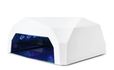 Ultraviyole lamba beyaz arka plan üzerinde koltuklu saç yıkama teknesi