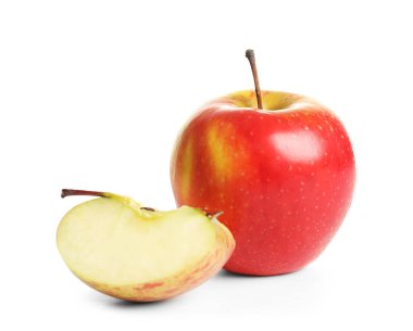 beyaz zemin üzerine olgun Kırmızı elma