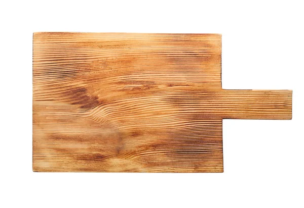 Wooden board on white background. Handcrafted cooking utensils — Stock Photo, Image