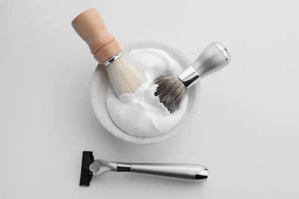 Shaving accessories for man on white background — Stock Photo, Image