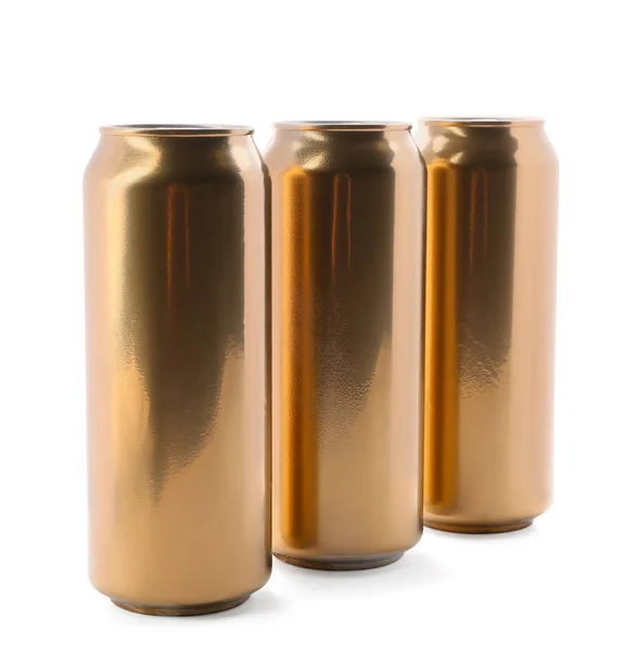 Cans of beer on white background — Stock Photo, Image