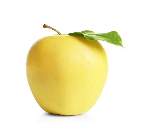 Ripe yellow apple on white background — Stock Photo, Image