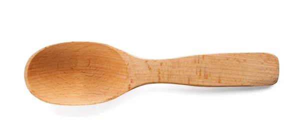 Cuchara de madera sobre fondo blanco. Utensilios de cocina hechos a mano — Foto de Stock