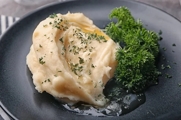 Πιάτο Πουρέ Πατάτας Κοντινό Πλάνο — Φωτογραφία Αρχείου