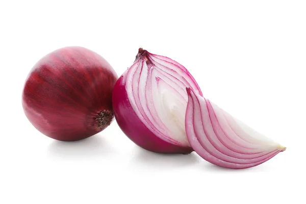 Ripe Red Onions Isolated White Background — Stock Photo, Image