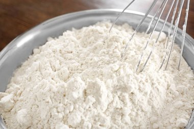 Buğday unu, closeup kase fırçalamak