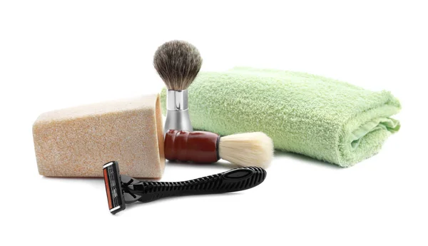 Shaving accessories for man on white background — Stock Photo, Image