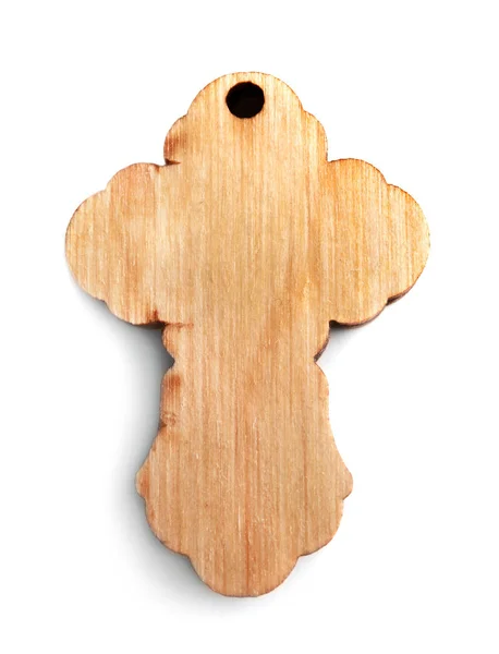 Wooden cross on white background — Stock Photo, Image