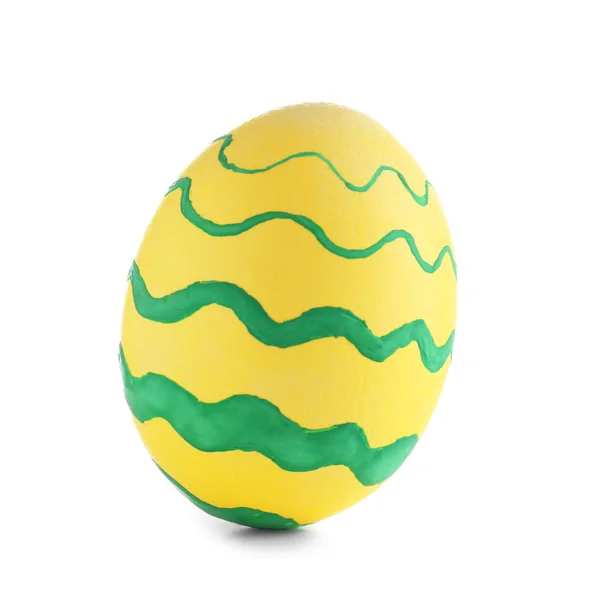 Uovo Pasqua Decorato Sfondo Bianco — Foto Stock